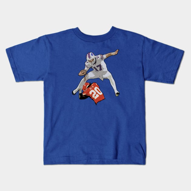 Josh Allen Leap Kids T-Shirt by halfzero